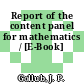 Report of the content panel for mathematics / [E-Book]