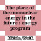 The place of thermonuclear energy in the future : energy program /