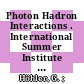 Photon Hadron Interactions . International Summer Institute in Theoretical Physics Hamburg, 12.07.71-24.07.71. /