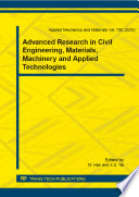 Advanced research in civil engineering, materials, machinery and applied technologies : selected, peer reviewed papers from the 2014 3rd International Conference on Civil Engineering and Material Engineering (CEME 2014), December 27-28, 2014, Changsha, China [E-Book] /
