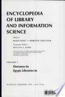 Encyclopedia of library and information science. 7. Derunov to Egypt, libraries in.