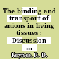 The binding and transport of anions in living tissues : Discussion : London, 12.05.82-13.05.82.