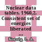 Nuclear data tables. 1960,2. Consistent set of energies liberated in nuclear reactions : Targets in the mass region 67 <= A <= 199 /