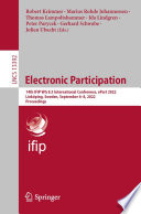 Electronic Participation [E-Book] : 14th IFIP WG 8.5 International Conference, ePart 2022, Linköping, Sweden, September 6-8, 2022, Proceedings /