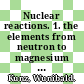 Nuclear reactions. 1. the elements from neutron to magnesium : text volume.