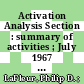 Activation Analysis Section : summary of activities ; July 1967 to June 1968 /