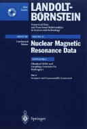 Nuclear magnetic resonance (NMR) data. Subvol. C, Pt. 4. Chemical shifts and coupling constants for hydrogen-1 Inorganic and organometallic compounds /