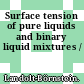 Surface tension of pure liquids and binary liquid mixtures /