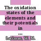 The oxidation states of the elements and their potentials in aqueous solutions.