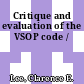 Critique and evaluation of the VSOP code /