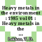 Heavy metals in the environment : 1985 vol 01 : Heavy metals in the environment: international conference : 0005: proceedings : Athinai, 09.85.