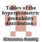 Tables of the hypergeometric probability distribution /