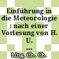Einführung in die Meteorologie : nach einer Vorlesung von H. U. Dütsch /
