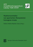 Reaktionsverhalten von agrarischen Ökosystemen homogener Areale : Methoden der Beschreibung, Messung und Quantifizierung /