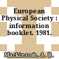 European Physical Society : information booklet. 1981.