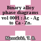 Binary alloy phase diagrams vol 0001 : Ac - Ag to Ca - Zn.