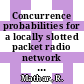Concurrence probabilities for a locally slotted packet radio network by combinatorial methods.