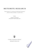 Meteorite Research [E-Book] : Proceedings of a Symposium on Meteorite Research Held in Vienna, Austria, 7–13 August 1968 /