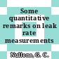 Some quantitative remarks on leak rate measurements [E-Book]
