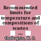 Recommended limits for temperature and compositions of wastes in tanks : [E-Book]