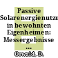 Passive Solarenergienutzung in bewohnten Eigenheimen: Messergebnisse und energetische Analyse für das Solarhaus in Würzburg.