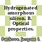 Hydrogenated amorphous silicon. B. Optical properties.