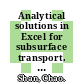 Analytical solutions in Excel for subsurface transport. 1. Aquifer : Chao Shan.