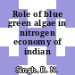 Role of blue green algae in nitrogen economy of indian agriculture.