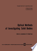 Volume 25: Optical Methods of Investigating Solid Bodies [E-Book] /