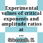 Experimental values of critical exponents and amplitude ratios at magnetic phase transitions.