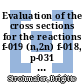 Evaluation of the cross sections for the reactions f-019 (n,2n) f-018, p-031 (n,p) si-031, nb-093 (n,n') nb-093m and rh-103 (n,n') rh-103m.