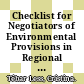 Checklist for Negotiators of Environmental Provisions in Regional Trade Agreements [E-Book] /
