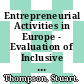 Entrepreneurial Activities in Europe - Evaluation of Inclusive Entrepreneurship Programmes [E-Book] /