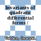 Invariants of quadratic differential forms /