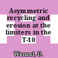 Asymmetric recycling and erosion at the limiters in the T-10 tokamak.
