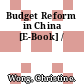Budget Reform in China [E-Book] /